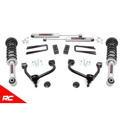 PartzBiz HD RT-54431 - Rough Country 54431 ชุดยก 3” พร้อมโช๊ค N3 Struts 09-13 Ford F150 ระบบกันสะเทือน การอัพเกรดใหม่ที่ดีที่สุด โช๊คทดแทน สตรัท คอยล์ แขนควบคุม บล็อกหลัง