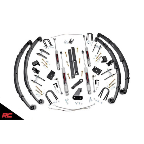 PartzBiz HD: 4404621-Rough Country 613.20 X-Series ชุดยก 4.5” สำหรับ 87-95 Jeep Wrangler YJ 4WD ระบบกันสะเทือน Lifted Bump Steer Absorber Damper ชุดอัพเกรดใหม่ที่ดีที่สุด ระบบกันสะเทือน 4x4 Offroad