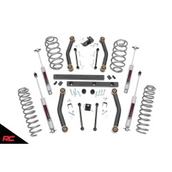 PartzBiz HD RT-90630 - Rough Country 90630 ชุดยก 4 นิ้วพร้อมแรงกระแทก N3 สำหรับ 1997-2002 Jeep Wrangler TJ 4WD 4.0L 6 สูบ 2.5L 4 สูบ 4wd 4x4 ระบบกันสะเทือนใหม่ที่ดีที่สุด อัพเกรด Offroad System Rubicon Sahara Sport SE