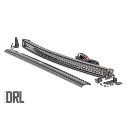 PartzBiz HD RT-72950BLKDRL - Rough Country Black Series 50 ” แถบไฟ LED Cree แบบโค้ง + DRL พร้อมชุดสายไฟ Jeep wrangler cj yj tj jk jl Gladiator jt grand cherokee xj zj wj wk wk2 ออฟโร้ด toyota tacoma ฝักบาร์สีขาวสว่างพร้อมสายไฟ aux beam