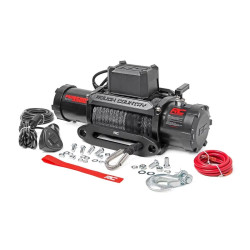 PartzBiz HD RT-PRO9500S - Rough Country PRO9500S 9500 LB PRO Series ระบบกว้านไฟฟ้า เชือกสังเคราะห์ Jeep wrangler cj yj tj jk jl Gladiator jt grand cherokee xj zj wj wk wk2 offroad toyota tacoma เชือกกู้คืน ตะขอ