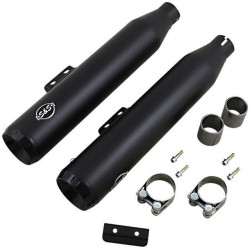 PartzBiz HD SS550-0754B - S&S Cycle Black Grand National 50 State Slip-On Mufflers Harley Softail M8 18-20
