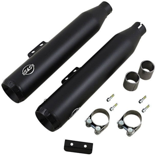PartzBiz HD: 4404177-S&S Cycle Black Grand National 50 State Slip-On Mufflers Harley Softail M8 18-20