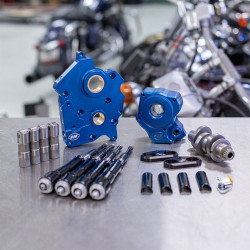 PartzBiz HD SS310-1011B - S&S Cycle Chain Drive 465C Cam Chest Kit w/ Black Tubes Harley M8 Oil Cooled 17-Up