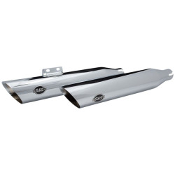 PartzBiz HD SS550-0753B - S&S Cycle Chrome Slash Cut 50 State Slip-On Mufflers Harley Softail M8 18-20