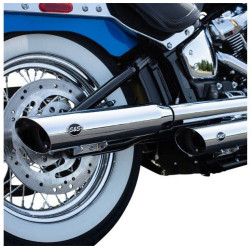 PartzBiz HD SS550-0756B - S&S Cycle Chrome Slash Cut 50 State Slip-On Mufflers Harley Softail M8 2018