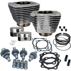 PartzBiz HD SS910-0700 - S&S Cycle Silver Powder Coat 883cc to 1200cc Hooligan Big Bore Kit XL 00-17 | 910-0607