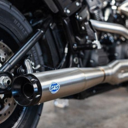 PartzBiz HD SS550-0996B - S&S Cycle SuperStreet 2-1 Exhaust System Stainless w/ Black Tip M8 Softail 18-Up Harley