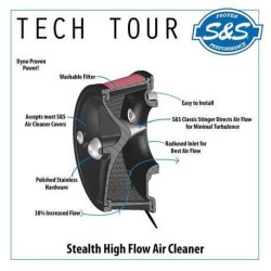 PartzBiz HD SS170-0100 - S&S Super Stock Stealth Stage 1 เครื่องฟอกอากาศสำหรับ Harley Davidson EVO Big Twin รุ่น 93-99 | 170-0100 PartzBiz HD SS170-0100 - S&S Super Stock Stealth Stage 1 เครื่องฟอกอากาศสำหรับ Harley Davidson EVO Big Twin รุ่น 93-99 | 170-0100