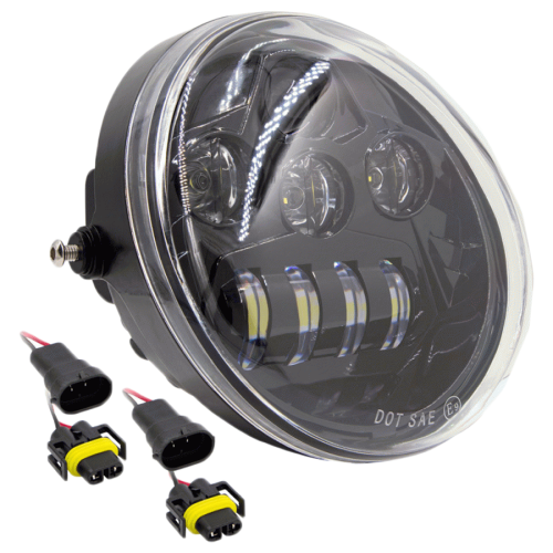PartzBiz HD: 4404039-Saddle Tramp 7 ” 8 LED รูปไข่รถจักรยานยนต์ด้านหน้าสีดำ Harley V-Rod 02-17 BC-HDLR1