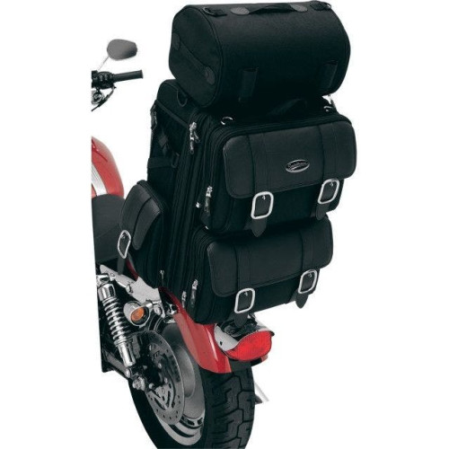 PartzBiz HD: 4403875-Saddlemen Black S3200DE Deluxe Sissy Bar กระเป๋าขนาดใหญ่กระเป๋าเดินทางรถจักรยานยนต์สำหรับ Harley | 3515-0086