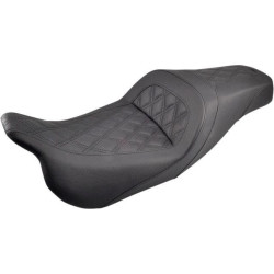 PartzBiz HD DS08011014 - Saddlemen Black Slim LS Diamond Stitch SaddleGel 2 UP Seat Harley 08-23 FLH/T | 808-07B-162 8011014 808-07B-162 0801-1014