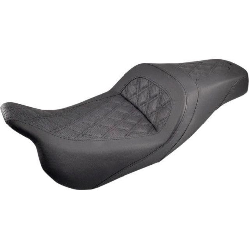 PartzBiz HD: 4403876-Saddlemen Black Slim LS Diamond Stitch SaddleGel 2 UP Seat Harley 08-23 FLH/T | 808-07B-162 8011014 808-07B-162 0801-1014