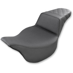 PartzBiz HD DS08011286 - Saddlemen Black Step Up 2-Up ด้านหลัง Lattice Stitched Harley Touring 08-Up