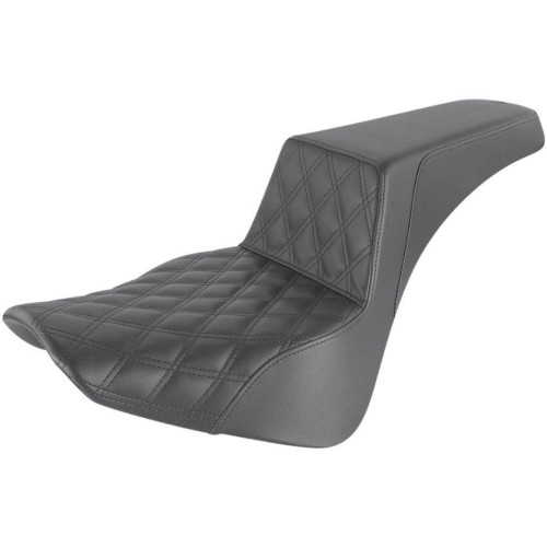 PartzBiz HD: 4403885-Saddlemen Black Step Up 2-Up Seat Front Lattice Stitched Harley Softail M8 18-23