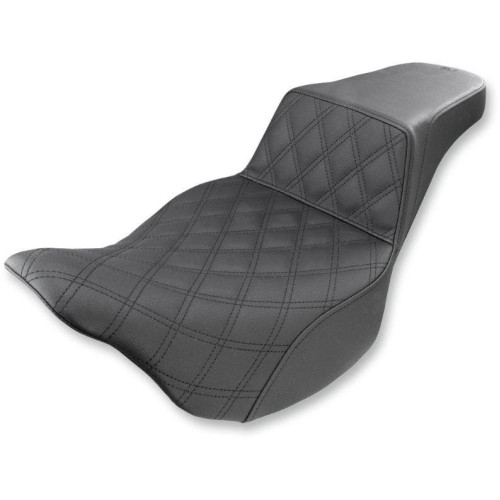 PartzBiz HD: 4403886-Saddlemen Black Step Up 2-Up Seat Full Lattice Stitch Harley Touring 08-Up