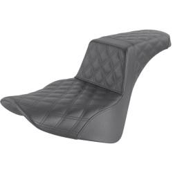 PartzBiz HD DS08021404 - Saddlemen Black Step Up 2-Up Seat Full Lattice Stitched Harley Softail M8 18-23