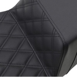 PartzBiz HD DS08011284 - Saddlemen Black Step Up เบาะนั่ง 2 ตัวแบบ Lattice Stitched Extended Harley Touring 08-Up