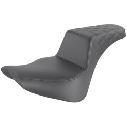PartzBiz HD DS08021401 - Saddlemen Black Step Up 2-Up Seat Rear Lattice Stitched Harley Softail M8 18-23