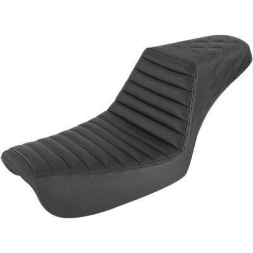 PartzBiz HD: 4403851-Saddlemen สีดำ Step Up 2-Up Seat Tuck n Roll & Lattice Stitch Harley Dyna 04-05 0803-0656 08030656 804-04-176 FXD GLIDE SUPER WIDE NARROW DISC