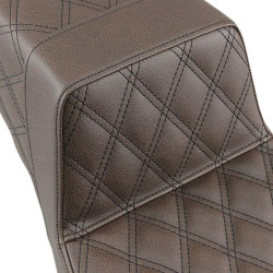 PartzBiz HD DS08011102 - Saddlemen Brown Full Lattice Stitch LS Diamond Step Up Seat Harley FLH 97-07 | 897-06-175บีอาร์