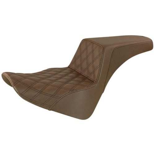 PartzBiz HD: 4403831-Saddlemen Brown Step Up 2-Up Seat Front Lattice Stitched Harley Softail M8 18-23