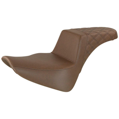 PartzBiz HD: 4403835-Saddlemen Brown Step Up 2-Up Seat Rear Lattice Stitched Harley Softail M8 18-23