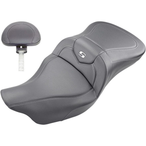 PartzBiz HD: 4403810-Saddlemen คาร์บอนไฟเบอร์ขยายถนนโซฟาที่นั่ง W/พนักพิง Harley Touring 08-Up ใหม่ที่ดีที่สุด Bagger Dresser ที่นั่งอัพเกรดเปลี่ยน