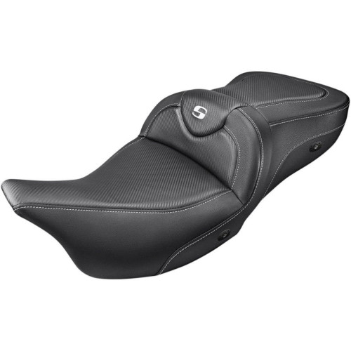 PartzBiz HD: 4403812-Saddlemen คาร์บอนอุ่นแผนที่โซฟา 2 ที่นั่ง Harley FLHT FLHT FLT 08-23 FLHT FLHT FLT 0801-1167 08011167 808-07B-185HCT