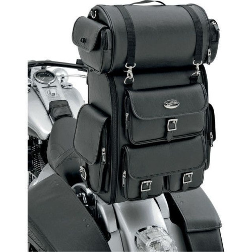 PartzBiz HD: 4403775-Saddlemen Drifter EX2200 Black Deluxe Universal Sissy Bar Bag Motorcycle Luggage | 3515-0096