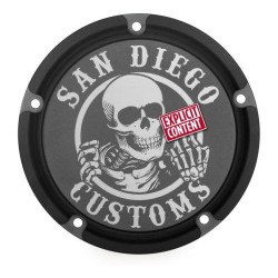 PartzBiz HD TR482245 - San Diego Customs P-DC001BLK Ripper Black Stealth Derby Cover 99-17 Harley Twin Cam 482245