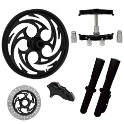 PartzBiz HD SAVAGE-SNGL-BLK-KIT-23PCKG - ยางล้อ Savage Black 23” ด้านเดียวพร้อมท่อนล่างและตัวเลื่อนแบบ Raked Triple Trees | SAVAGE-SNGL-BLK-KIT-23PCKG