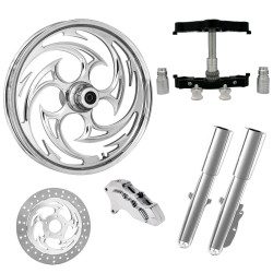 PartzBiz HD SAVAGE-SNGL-CHR-KIT-23PCKG - ยางล้อ Savage Chrome 23” ด้านเดียวพร้อมท่อนล่างและตัวเลื่อนแบบ Raked Triple Trees | SAVAGE-SNGL-CHR-KIT-23PCKG