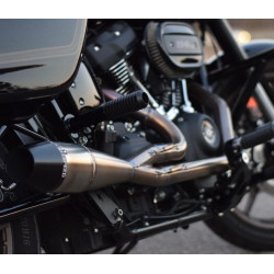 PartzBiz HD WP930-01236 - Sawicki 2 into 1 Brushed Shorty Length Exhaust Black Tip Harley M8 Softail 18-Up
