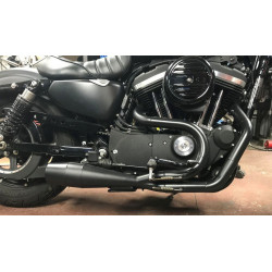 PartzBiz HD WP930-01021 - Sawicki 2 into 1 Black Cannon Shorty Pipe Exhaust Harley Sportster XL 04-17