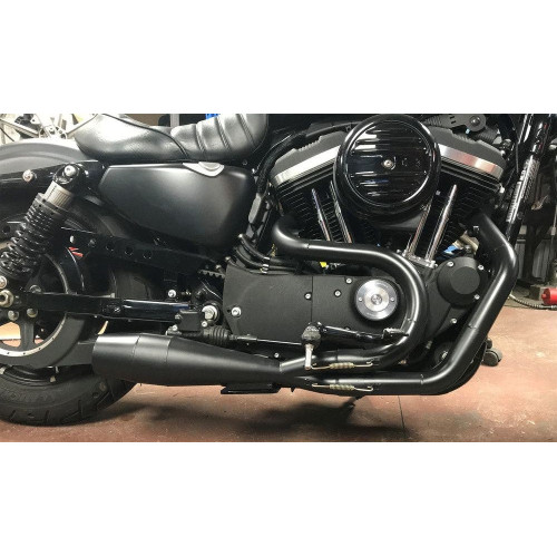 PartzBiz HD: 4403502-Sawicki 2 into 1 Black Cannon Shorty Pipe Exhaust Harley Sportster XL 04-17