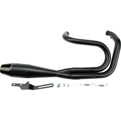PartzBiz HD WP930-01207 - Sawicki 2 into 1 Black Shorty Cannon Pipe Black Tip Exhaust Harley Dyna 91-17
