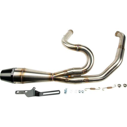 PartzBiz HD: 4403478-Sawicki 2 into 1 Raw Shorty Cannon Pipe Black Tip Exhaust Harley Touring 17-Up