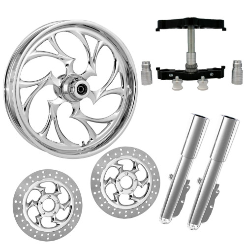 PartzBiz HD: 4403420-Shifter Chrome 23” ยางล้อแบบ Dual Rotors พร้อมท่อนล่างและตัวเลื่อน Raked Triple Trees | SHIFTER-DUAL-CHR-KIT-PCKG