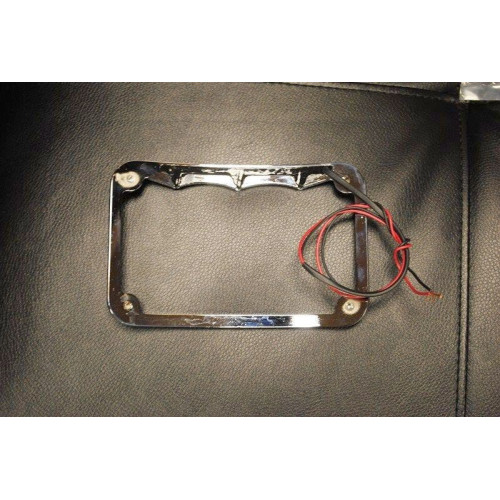PartzBiz HD: 4403188-Sinister Industries กรอบป้ายทะเบียน LED Chrome สำหรับ Harley หรือ Custom | เอสไอ-018
