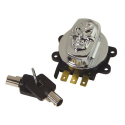 PartzBiz HD MU15017 - สวิตช์จุดระเบิดหัวกะโหลกพร้อมกุญแจกลม Harley Road King Dyna Softail 96-13 71313-96A