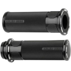 PartzBiz HD AN07-301 - Arlen Ness 07-301 Fusion Black Slot Track Hand Grips 84-17 Harley Dual Cable Throttle 0630-1024 06301024 262203