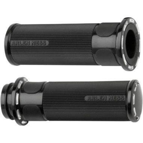 PartzBiz HD: 4403166-Arlen Ness 07-301 Fusion Black Slot Track Hand Grips 84-17 Harley Dual Cable Throttle 0630-1024 06301024 262203