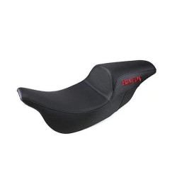 PartzBiz HD DS08011243 - SlyFox SF80807BU สีดำสีแดง Lattice เย็บ Saddlehyde Step-Up Seat Harley FLH/T 08-Up