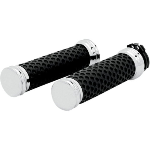 PartzBiz HD: 4403123-Arlen Ness Chrome Smooth Soft-Touch Hand Grips Dual Cable สำหรับ Harley | 07-090