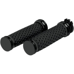 PartzBiz HD AN07-092 - Arlen Ness Black Smooth Soft-Touch Hand Grips Dual Cable สำหรับ Harley | 07-092