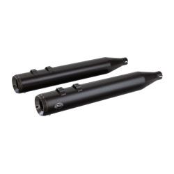 PartzBiz HD SS550-0690 - S&S Cycle Black Grand National 4" Slip On Mufflers for Harley FLH Touring 95-16 | 550-0690