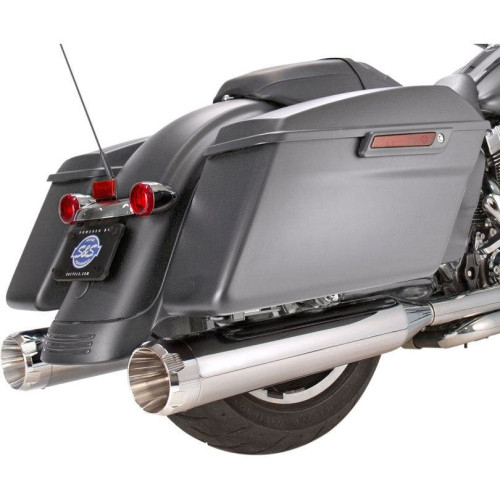 PartzBiz HD: 4402888-S&S Cycle Chrome MK45 4.5" Slip On Mufflers W/ Chrome Thruster Tips Harley 2017 | 550-0665