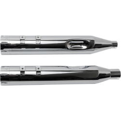 PartzBiz HD SS550-0669 - S&S Cycle Chrome MK45 4.5" Slip On Mufflers W/ Chrome Tracer Tips Harley 2017 | 550-0669