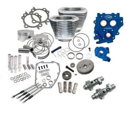 PartzBiz HD SS330-0667 - S&S Cycle Winter Power Package 110" Silver Big Bore Kit w/ 585 Gear Cams 07-17 | 330-0581